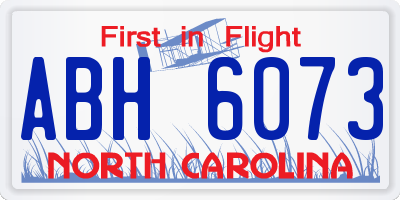 NC license plate ABH6073