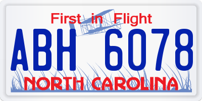 NC license plate ABH6078