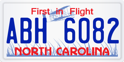 NC license plate ABH6082