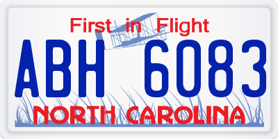 NC license plate ABH6083