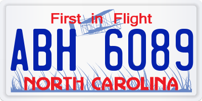 NC license plate ABH6089