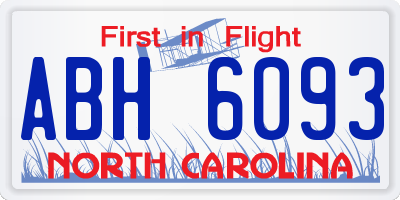 NC license plate ABH6093