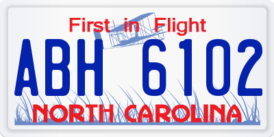 NC license plate ABH6102