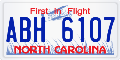 NC license plate ABH6107