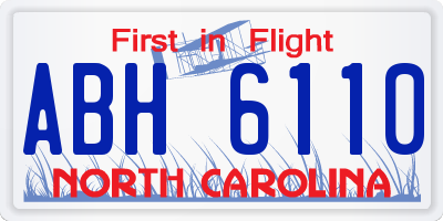 NC license plate ABH6110