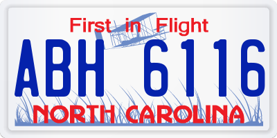 NC license plate ABH6116