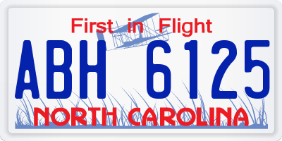 NC license plate ABH6125
