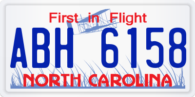NC license plate ABH6158