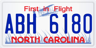NC license plate ABH6180