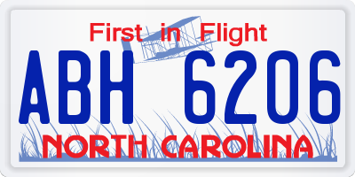 NC license plate ABH6206
