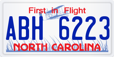NC license plate ABH6223
