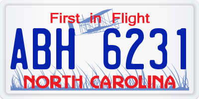 NC license plate ABH6231