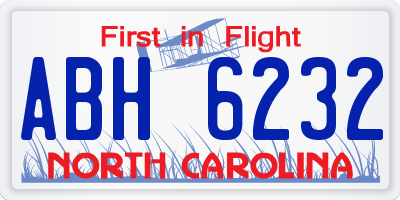 NC license plate ABH6232