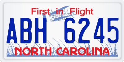 NC license plate ABH6245