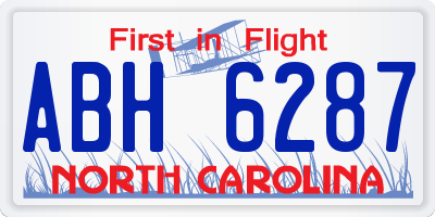 NC license plate ABH6287