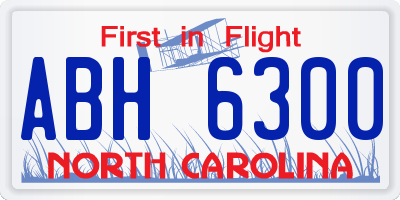 NC license plate ABH6300