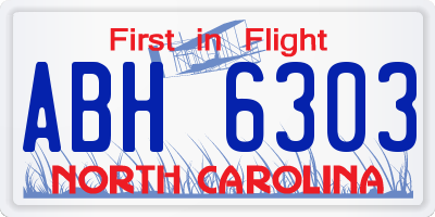 NC license plate ABH6303
