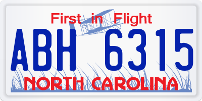 NC license plate ABH6315