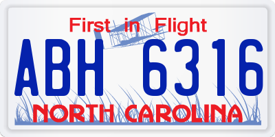 NC license plate ABH6316