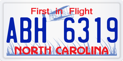NC license plate ABH6319
