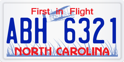 NC license plate ABH6321
