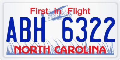 NC license plate ABH6322