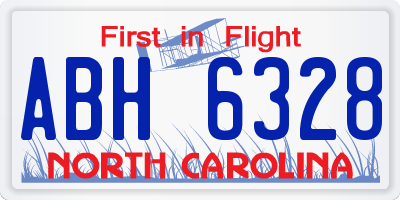 NC license plate ABH6328