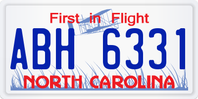 NC license plate ABH6331