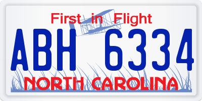 NC license plate ABH6334