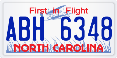 NC license plate ABH6348