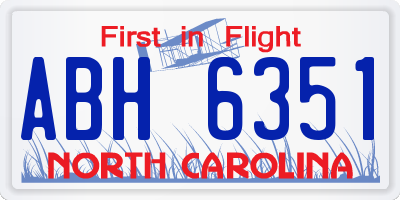 NC license plate ABH6351
