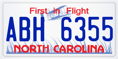 NC license plate ABH6355