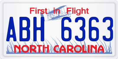 NC license plate ABH6363