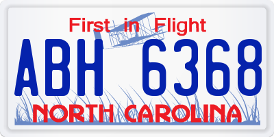 NC license plate ABH6368