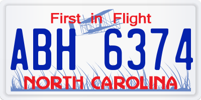 NC license plate ABH6374
