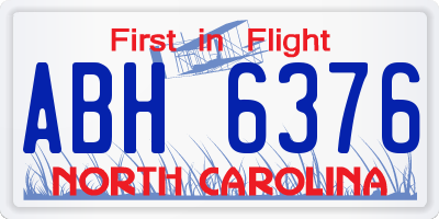 NC license plate ABH6376