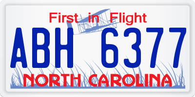 NC license plate ABH6377