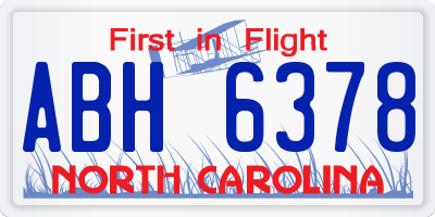 NC license plate ABH6378