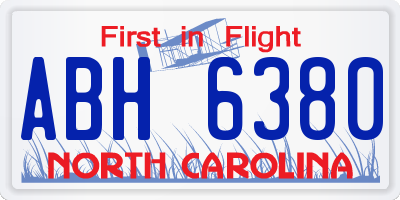 NC license plate ABH6380