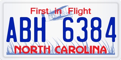 NC license plate ABH6384