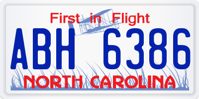 NC license plate ABH6386
