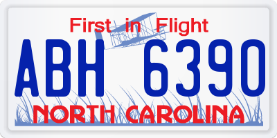 NC license plate ABH6390