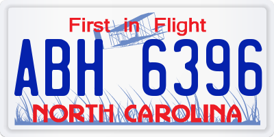 NC license plate ABH6396