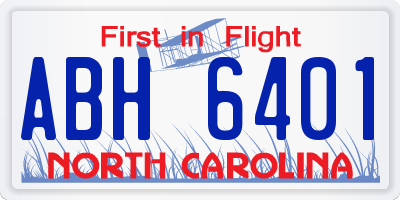 NC license plate ABH6401
