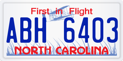 NC license plate ABH6403