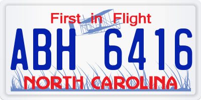 NC license plate ABH6416
