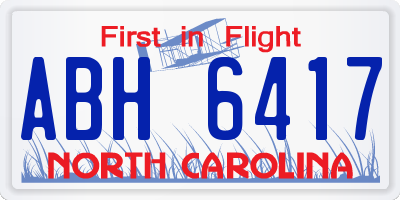 NC license plate ABH6417