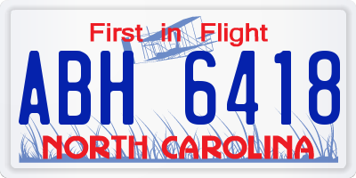 NC license plate ABH6418