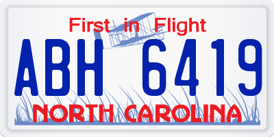NC license plate ABH6419
