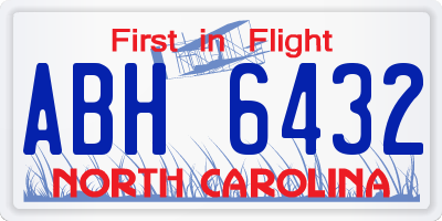 NC license plate ABH6432